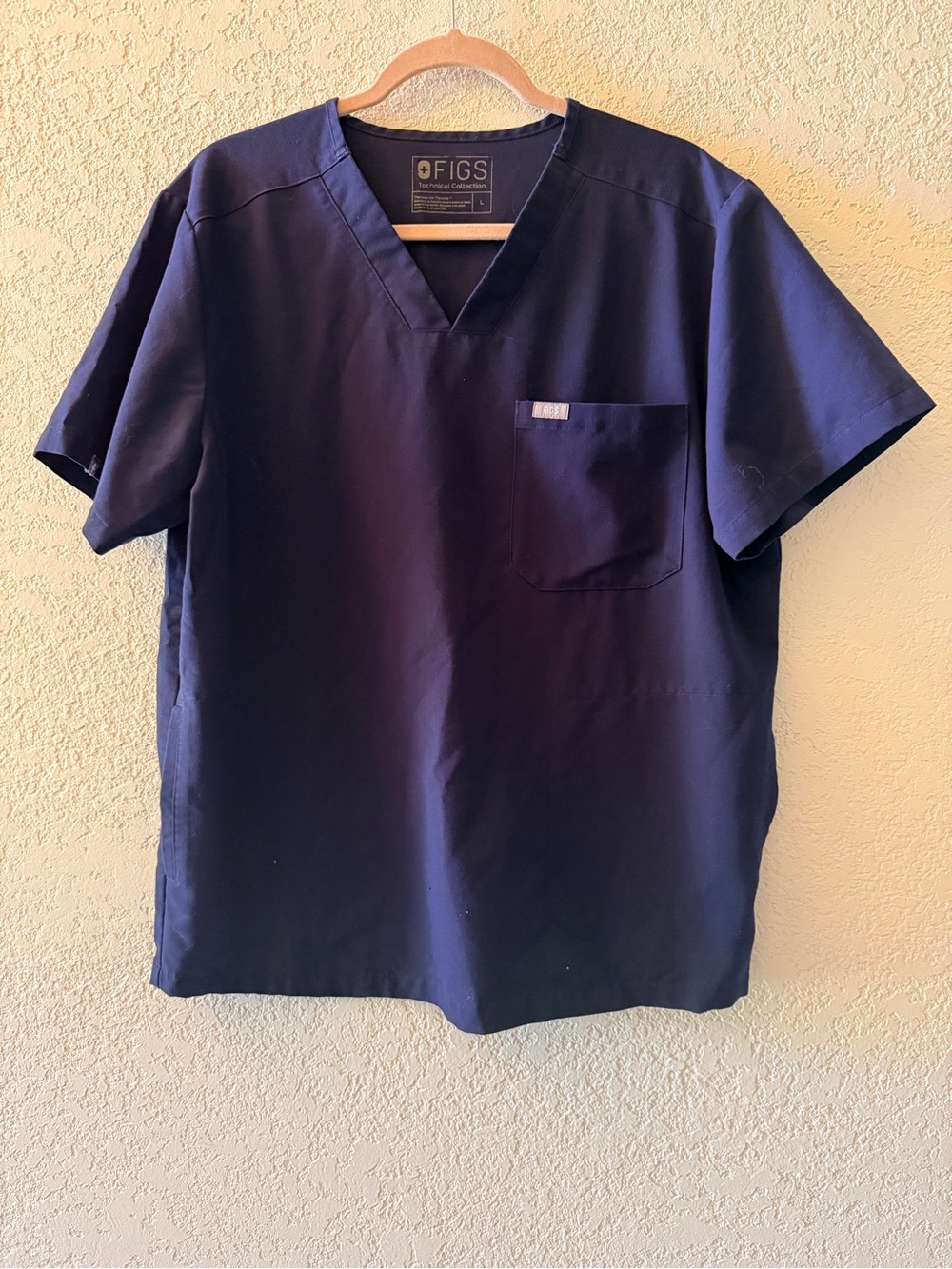 FIGS Technical Collection Navy‎ Blue Mens Hospital Scrub Short Sleeve Shirt Sz L